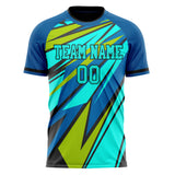 Custom Royal Teal Pattern Soccer Jersey