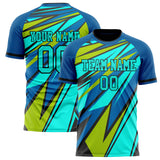 Custom Royal Teal Pattern Soccer Jersey