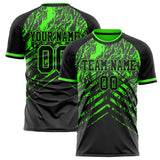 Custom Black Neon Green Pattern Soccer Jersey