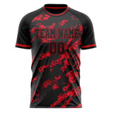 Custom Black Red Pattern Soccer Jersey