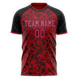 Custom Red Black Pattern Soccer Jersey