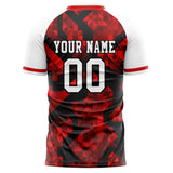 Custom Red White Pattern Soccer Jersey