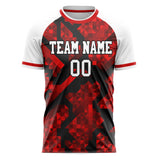 Custom Red White Pattern Soccer Jersey