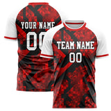 Custom Red White Pattern Soccer Jersey