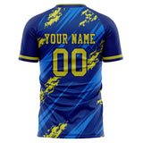 Custom Royal Yellow Pattern Soccer Jersey