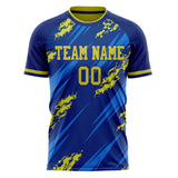 Custom Royal Yellow Pattern Soccer Jersey