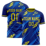 Custom Royal Yellow Pattern Soccer Jersey