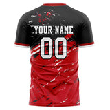 Custom Red Black Pattern Soccer Jersey