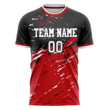 Custom Red Black Pattern Soccer Jersey