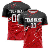 Custom Red Black Pattern Soccer Jersey