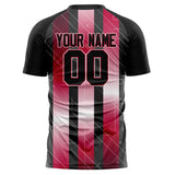 Custom Black Red Pattern Soccer Jersey