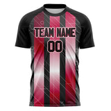 Custom Black Red Pattern Soccer Jersey