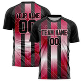 Custom Black Red Pattern Soccer Jersey