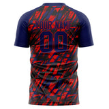 Custom Navy Red Pattern Soccer Jersey