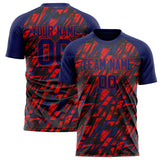 Custom Navy Red Pattern Soccer Jersey