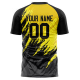 Custom Black Yellow Pattern Soccer Jersey