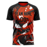 Custom Black Red Pattern Soccer Jersey