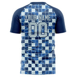 Custom Navy Gray Pattern Soccer Jersey