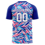 Custom Royal White Pattern Soccer Jersey