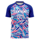 Custom Royal White Pattern Soccer Jersey