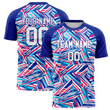 Custom Royal White Pattern Soccer Jersey