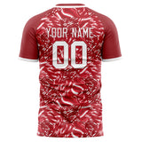 Custom Red White Pattern Soccer Jersey