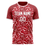 Custom Red White Pattern Soccer Jersey