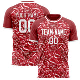 Custom Red White Pattern Soccer Jersey