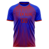 Custom Blue Red Pattern Soccer Jersey