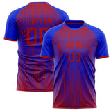 Custom Blue Red Pattern Soccer Jersey