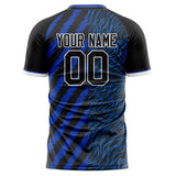 Custom Black Blue Pattern Soccer Jersey