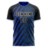 Custom Black Blue Pattern Soccer Jersey