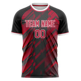 Custom Black Red Pattern Soccer Jersey