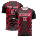 Custom Black Red Pattern Soccer Jersey