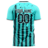 Custom Teal Black Pattern Soccer Jersey