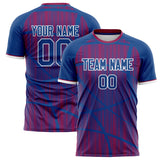 Custom Navy Red Pattern Soccer Jersey