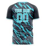 Custom Gray Light Blue Pattern Soccer Jersey