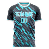 Custom Gray Light Blue Pattern Soccer Jersey