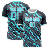 Custom Gray Light Blue Pattern Soccer Jersey