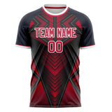 Custom Black Red Pattern Soccer Jersey