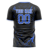 Custom Black Blue Pattern Soccer Jersey