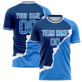 Custom Navy Blue Pattern Soccer Jersey