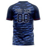 Custom Navy White Pattern Soccer Jersey