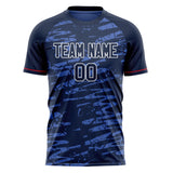 Custom Navy White Pattern Soccer Jersey