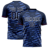 Custom Navy White Pattern Soccer Jersey