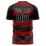 Custom Black Red Pattern Soccer Jersey