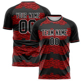 Custom Black Red Pattern Soccer Jersey