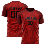 Custom Red Black Pattern Soccer Jersey