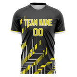 Custom Black Yellow Pattern Soccer Jersey