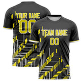 Custom Black Yellow Pattern Soccer Jersey